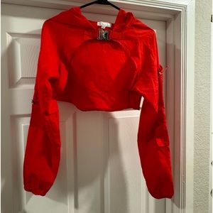 IHEARTRAVES tactical crop jacket with hood and buckle clip